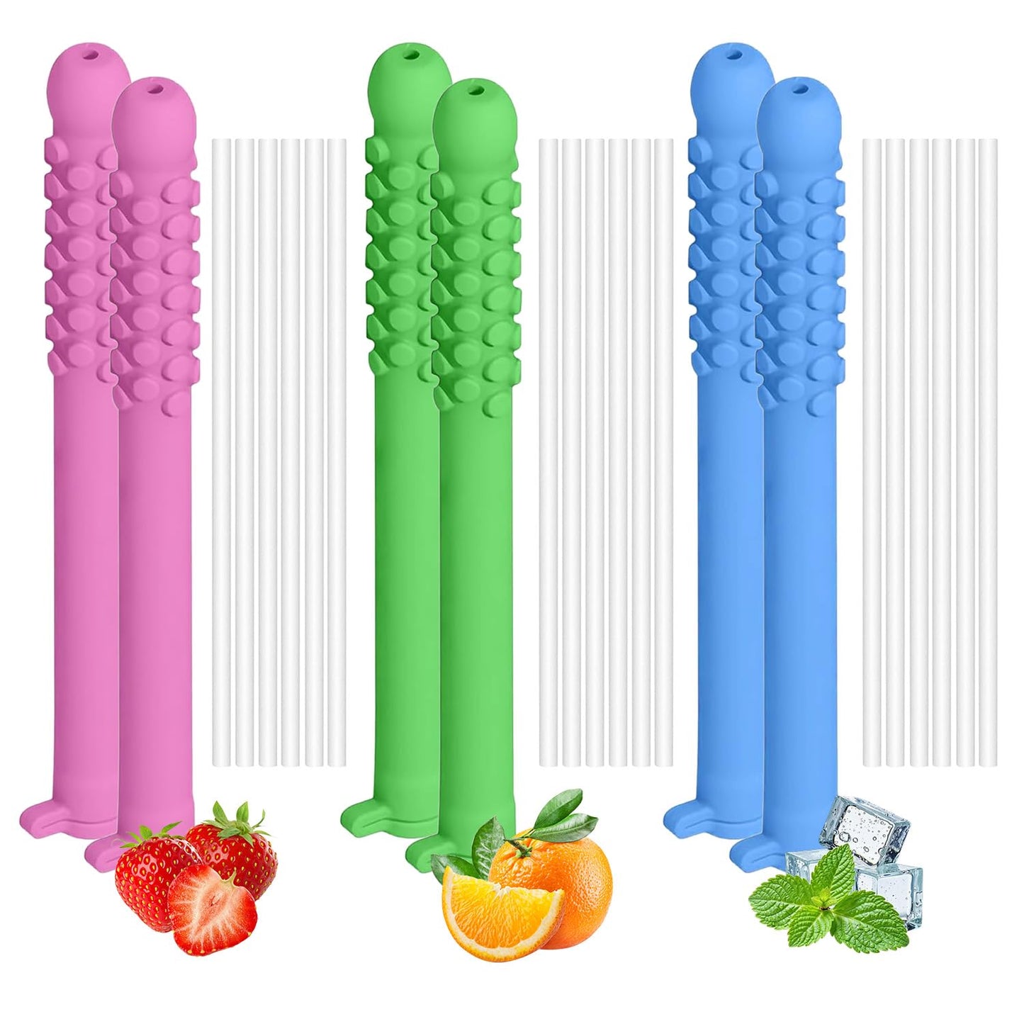 18 Pcs Chewable Essential Oil Breath Sticks - Portable Breathers for Quitting Smoking and Nail-Biting