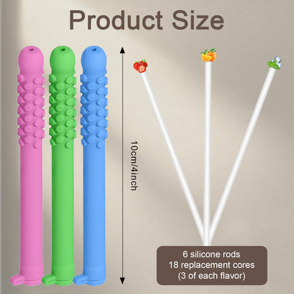 18 Pcs Chewable Essential Oil Breath Sticks - Portable Breathers for Quitting Smoking and Nail-Biting