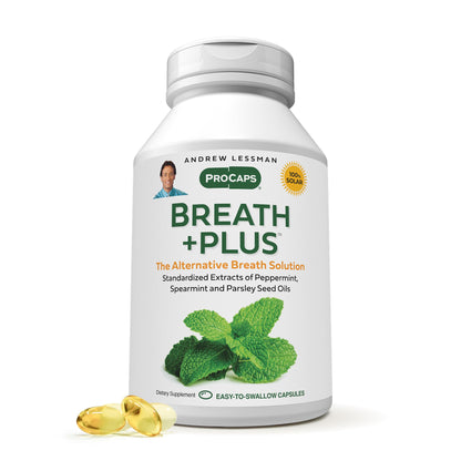Breath Plus 60 Softgels by Andrew Lessman – Natural Breath Freshener and Inside-Out Odor Elimination