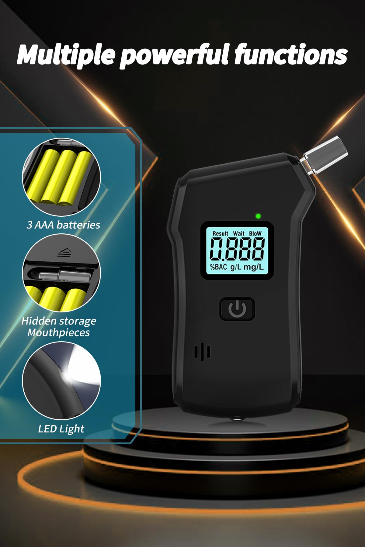 Breathalyzer 2025 – Portable, High-Accuracy Alcohol Tester with LCD Display | Personal Home Breathalyzer