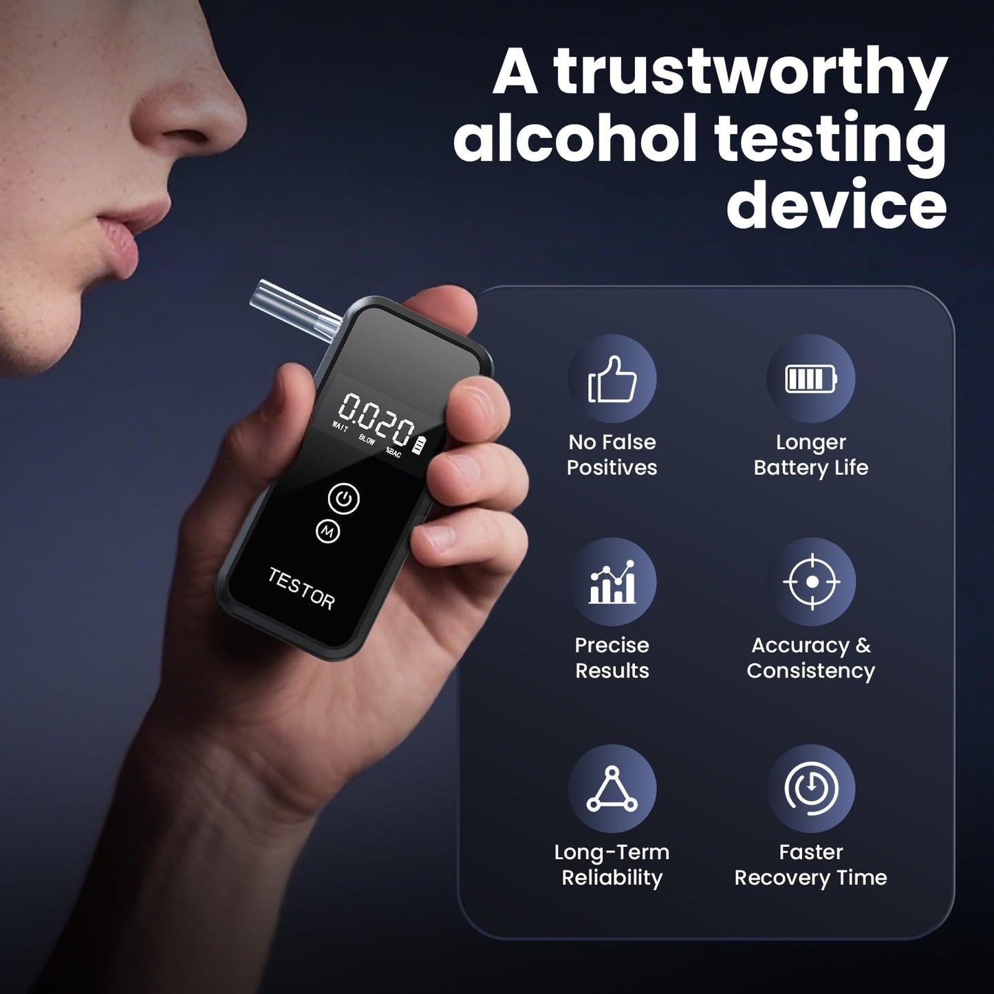Breathalyzers - Professional-Grade Portable 0.001% BAC | 8 Mouthpieces
