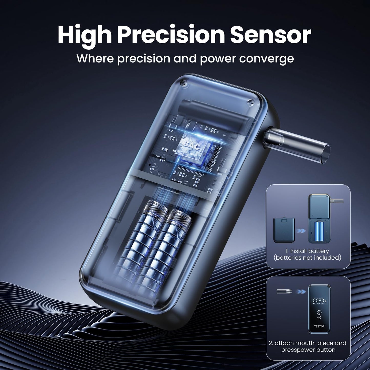 Breathalyzers - Professional-Grade Portable 0.001% BAC | 8 Mouthpieces