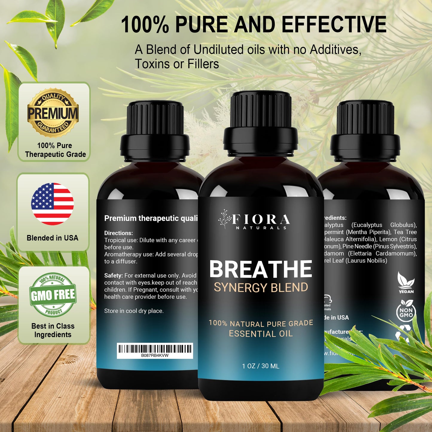 Breathe Essential Oil Blend for Diffuser – Eucalyptus, Peppermint & Tea Tree