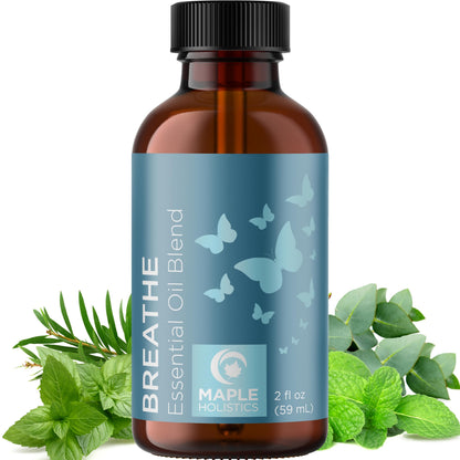Breathe Essential Oil for Diffuser - Invigorating Eucalyptus & Peppermint (2 oz)