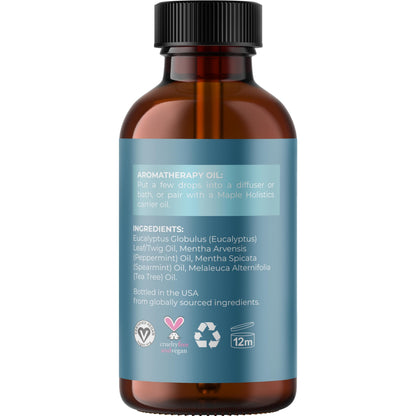 Breathe Essential Oil for Diffuser - Invigorating Eucalyptus & Peppermint (2 oz)
