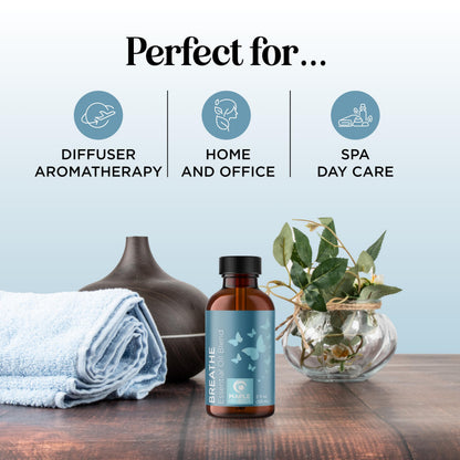 Breathe Essential Oil for Diffuser - Invigorating Eucalyptus & Peppermint (2 oz)