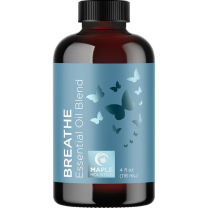 Breathe Essential Oil for Diffuser - Invigorating Eucalyptus Peppermint Tea Tree Mint Blend (4 oz)