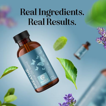 Breathe Essential Oil for Diffuser - Invigorating Eucalyptus & Peppermint (2 oz)
