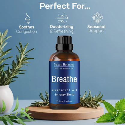 Breathe Essential Oil Blend 60 ml – Sinus Relief with Menthol | Nexon Botanics