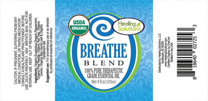 Healing Solutions Breathe Essential Oil Blend – 4 oz, Organic & Pure