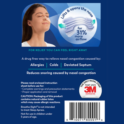 Breathe Right Nasal Strips Extra Strength – Clear & Sensitive-Skin (26 Count)
