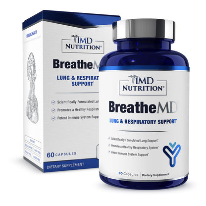 1MD Nutrition BreatheMD – Lung & Respiratory Support Supplement with Elderberry, Chromium & NAC (60 Ct)