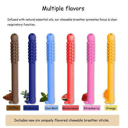 6-Pack Chewable Breather Sticks with Essential Oils – Focus & Fresh Breath