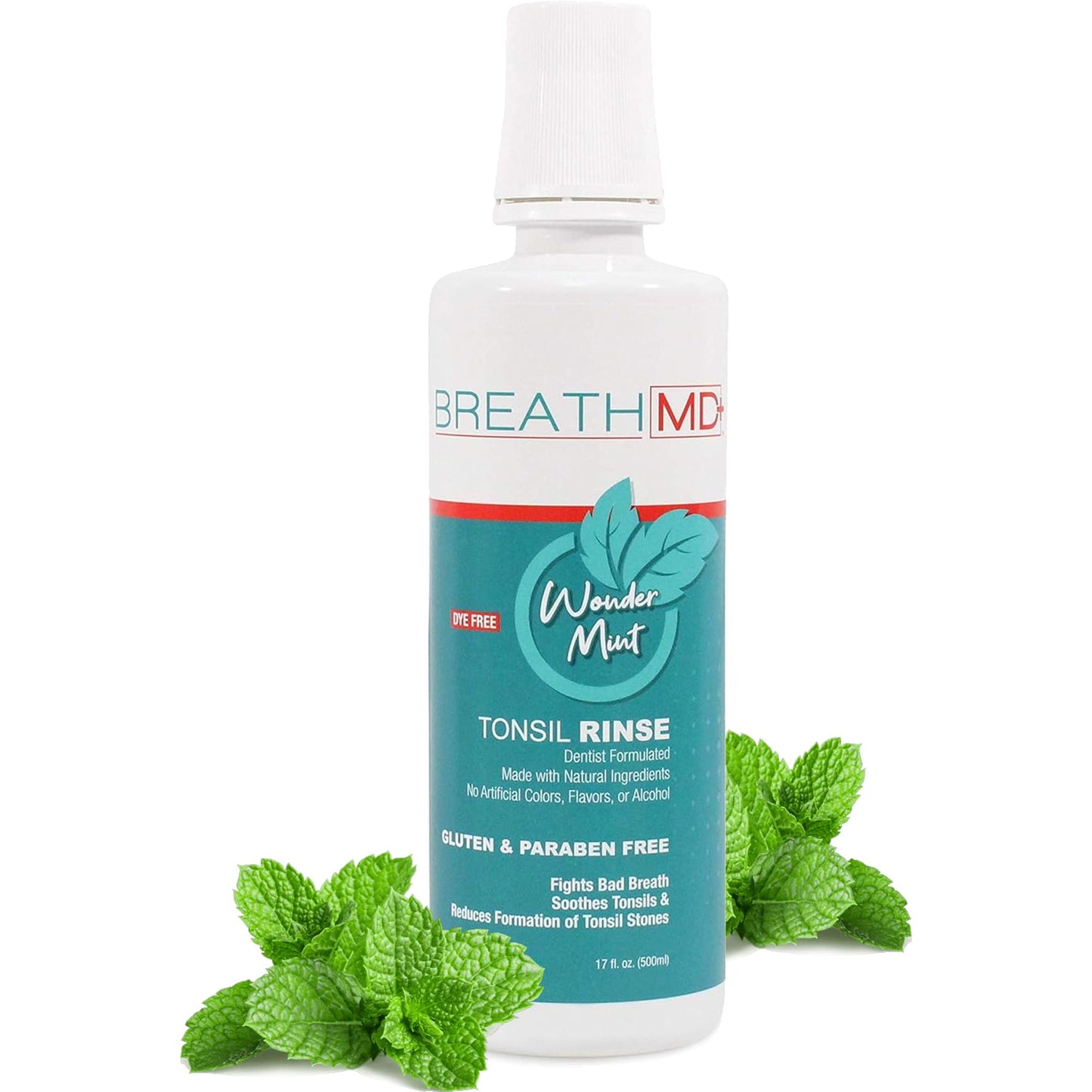 BreathMD Tonsil Rinse - Natural Tonsil Stone Remover Mouthwash - Dentist Formulated - Alcohol Free, Dye Free, Gluten Free - Wonder Mint - Made in USA