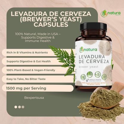 Brewer's Yeast Capsules 1500 mg - 90 Veggie Caps | Natural, Made in USA