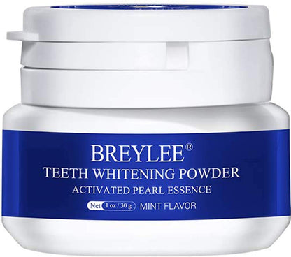 BREYLEE Teeth Whitening Powder – Pearl Essence Brightening Powder (1.05 oz) – Natural Teeth Whitener, Removes Coffee, Wine & Smoke Stains