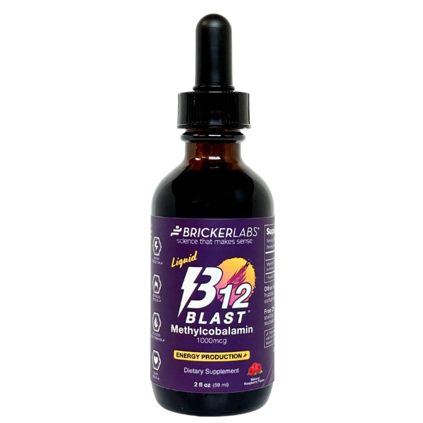 Bricker Labs B12 Blast Methylcobalamin 1000mcg | Vegan Liquid B12, 59 Servings