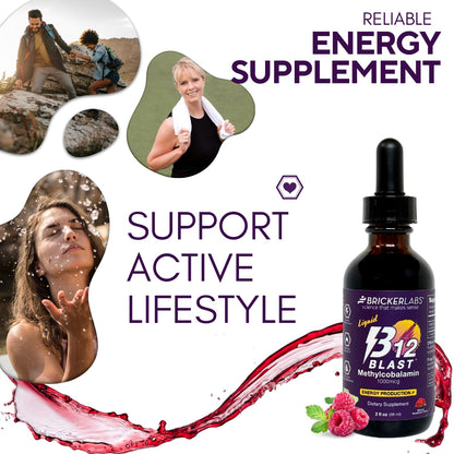 Bricker Labs B12 Blast Methylcobalamin 1000mcg | Vegan Liquid B12, 59 Servings