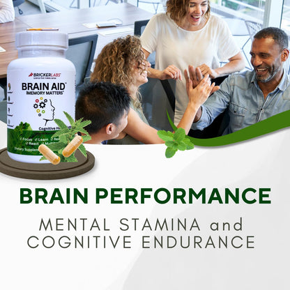 Bricker Labs Brain Aid Memory Matters – Nootropic Brain Supplement with Neumentix Spearmint Extract, 90 Capsules