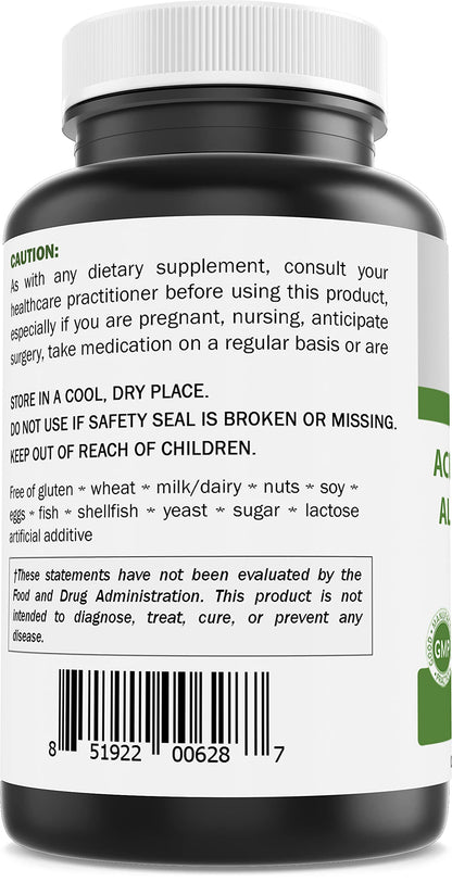 Brieofood Acetyl L-Carnitine Alpha Lipoic Acid (ALA ALC) 750 mg - 120 Capsules