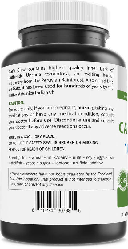 Brieofood Cat's Claw 1000 mg - 240 Capsules | Non-GMO, Gluten Free