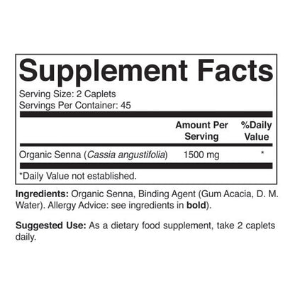 Brieofood Organic Senna 1500mg – 90 Vegetarian Tablets (45 Servings), Gluten Free