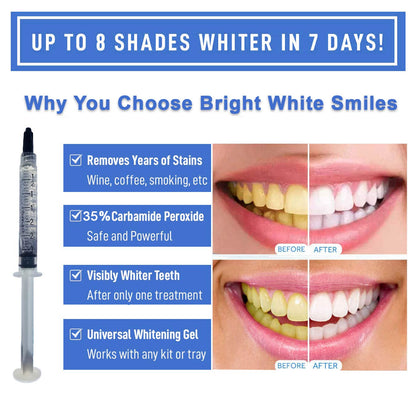 Bright White Smile 35% Teeth Whitening Gel Refills – 10 x 3ml (No Trays Included)