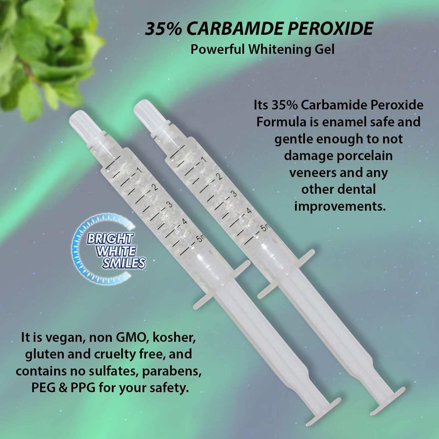 Bright White Smiles Teeth Whitening Kit – 35% Carbamide Peroxide Gel, 5x 5cc Refills