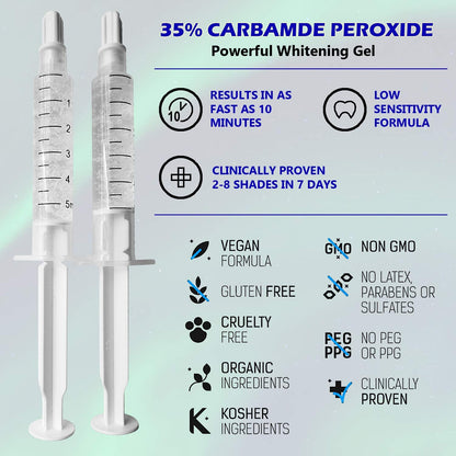 Bright White Smiles Teeth Whitening Kit – 35% Carbamide Peroxide Gel, 5x 5cc Refills