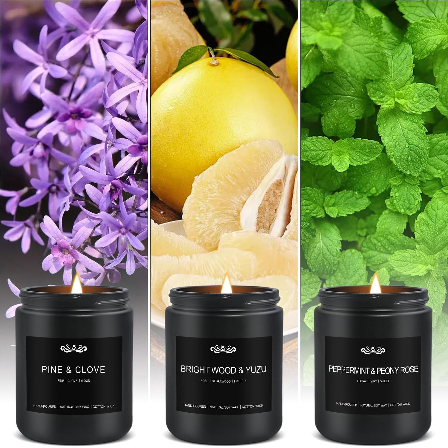 6-Pack Men's Aromatherapy Candles Gift Set - 42 oz, 300-Hour Long-Lasting Scent