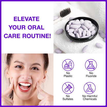 Purple Toothpaste Tablets for Teeth Whitening – Enamel-Safe, Peroxide-Free