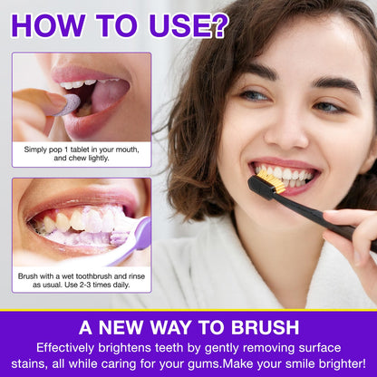 Purple Toothpaste Tablets for Teeth Whitening – Enamel-Safe, Peroxide-Free