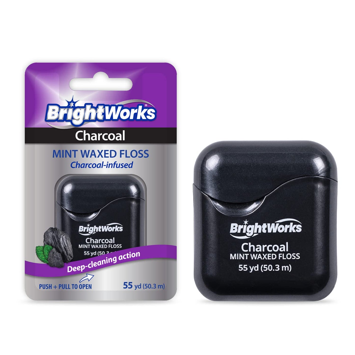 BrightWorks Activated Charcoal Dental Floss – 55 Yards x4 – Mint Waxed