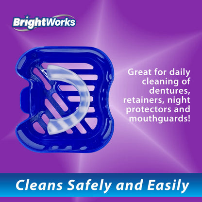 BrightWorks Dental Bath Cleaner Cup Case (3 Pack) – Dentures, Aligners, Retainers & Dental Appliances