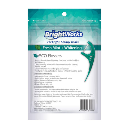 Brightworks ECO Floss Picks – 270 Count, PFAS Free, Mint-Flavored, Made in USA, 100% Post-Consumer Recycled Plastic
