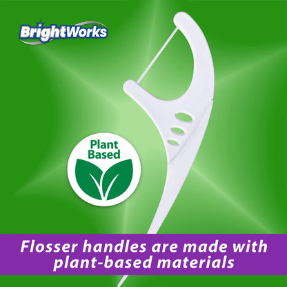BrightWorks Mint Whitening Dental Flossers – 225 Pieces, 3-Pack