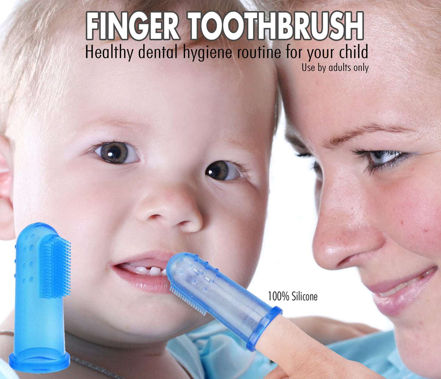 Baby Finger Toothbrush with Case | Soft Silicone Teether & Gum Massager for 3+ Months