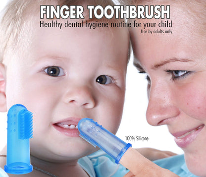Baby Finger Toothbrush with Case | Soft Silicone Teether & Gum Massager for 3+ Months