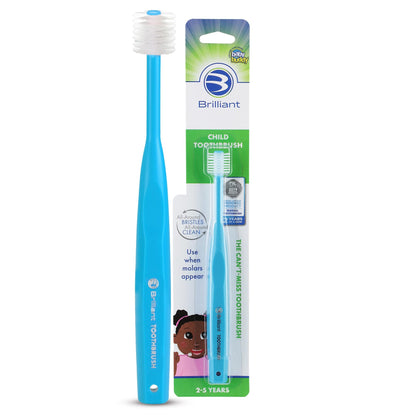 Brilliant Oral Care Kids Toothbrush (Ages 2-5) - Sky Blue, Round Head, Soft Bristles | 1 Pack