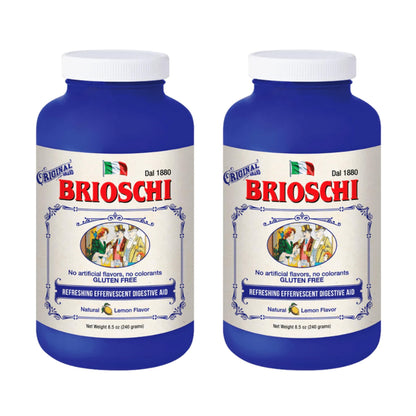 Brioschi Italian Lemon Flavored Effervescent — Heartburn & Indigestion Relief, 8.5 oz (Pack of 2)