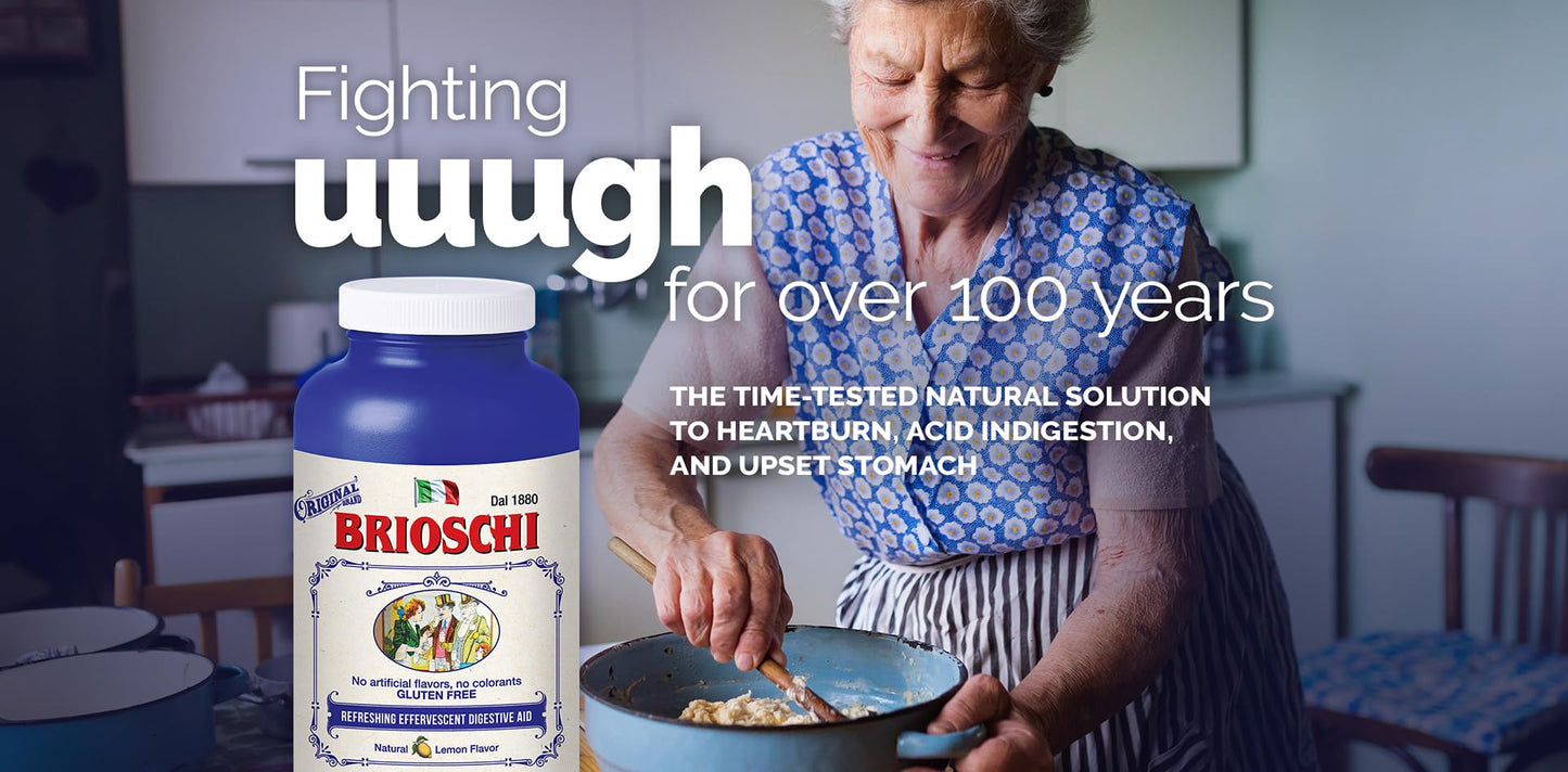 Brioschi Italian Lemon Effervescent for Heartburn and Upset Stomach, 8.5 oz