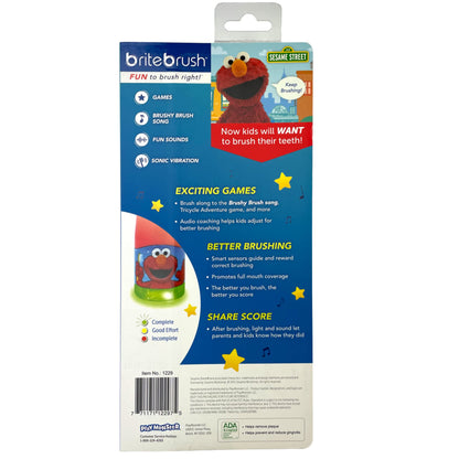 BriteBrush Sesame Street Elmo – Smart Kids Toothbrush with Game Time & Parent Check Light