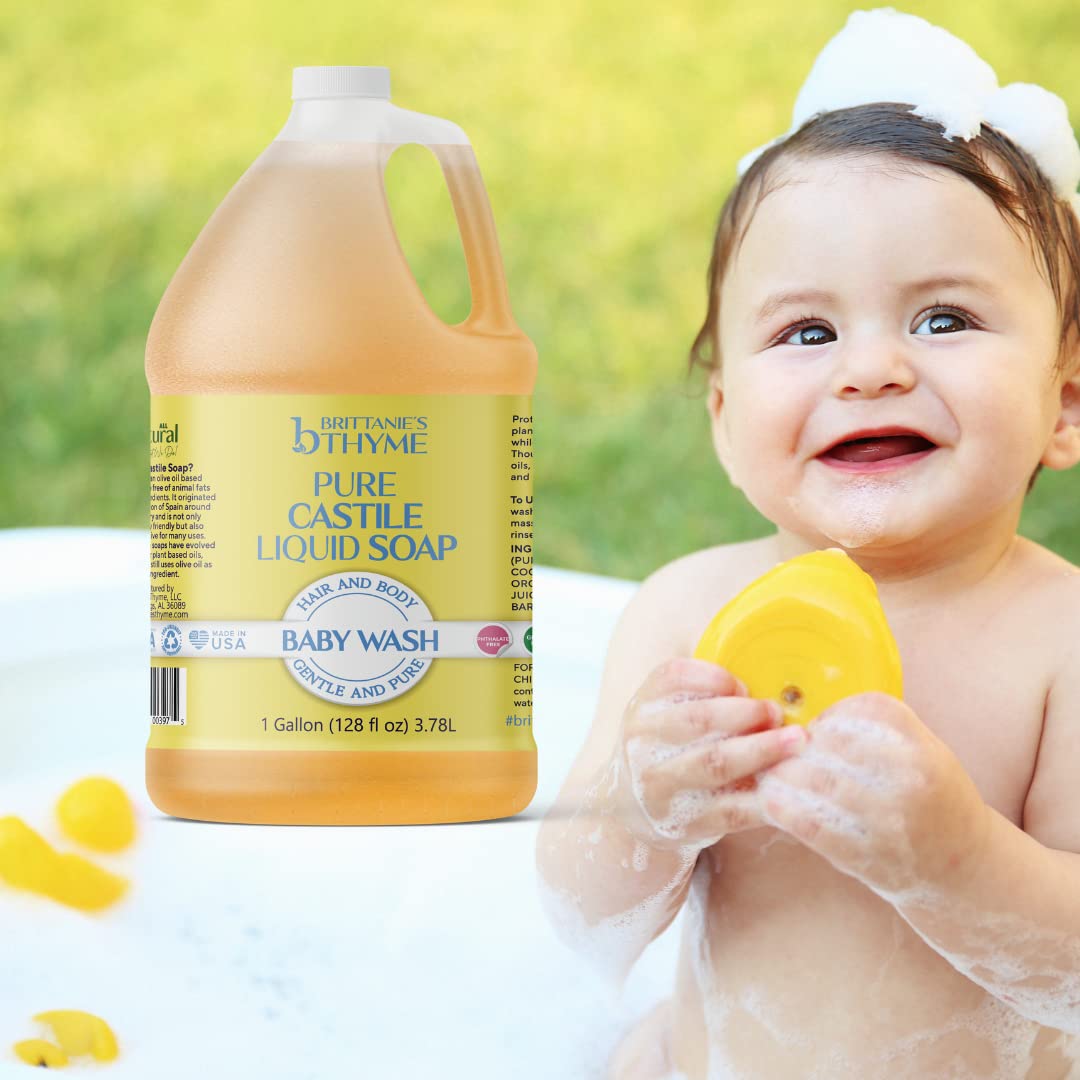 Brittanie's Pure Organic Castile Soap Refill - Olive Oil Castile (1 Gallon, Baby) | Vegan & Gluten Free Non-GMO