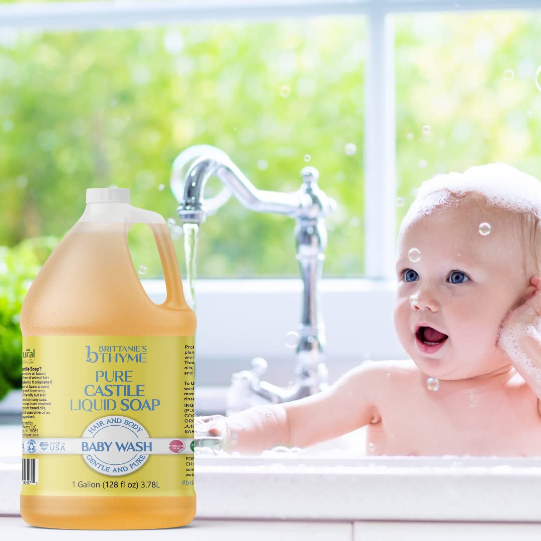Brittanie's Pure Organic Castile Soap Refill - Olive Oil Castile (1 Gallon, Baby) | Vegan & Gluten Free Non-GMO