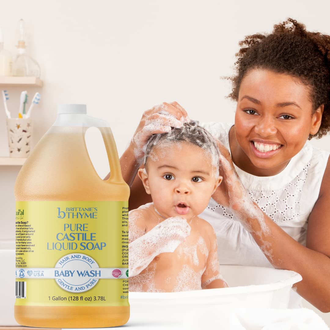 Brittanie's Pure Organic Castile Soap Refill - Olive Oil Castile (1 Gallon, Baby) | Vegan & Gluten Free Non-GMO