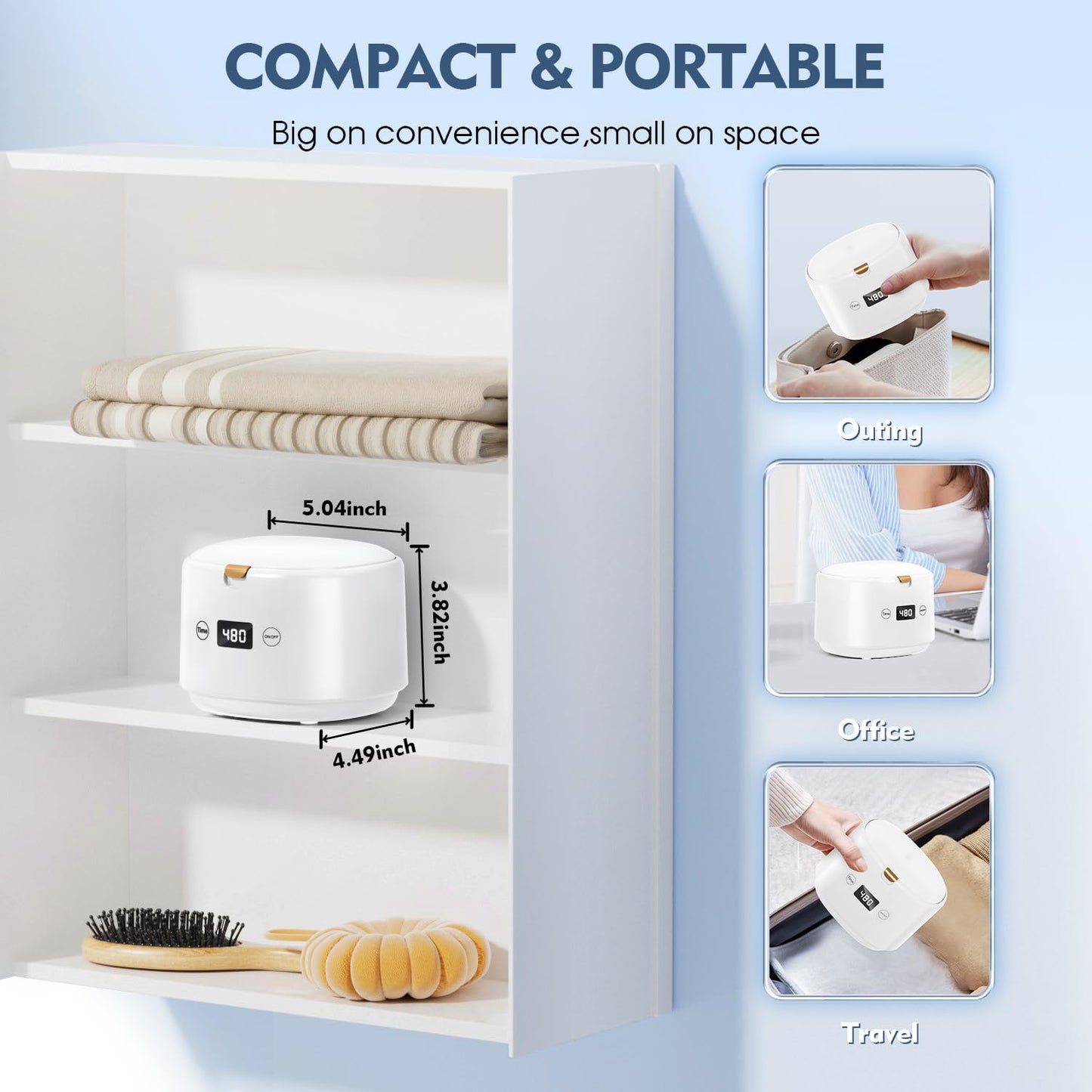 BRNMLD Ultrasonic Retainer Cleaner - 45kHz Sonic Cleaning for Dentures, Braces, Mouth Guards | 5 Modes (White)