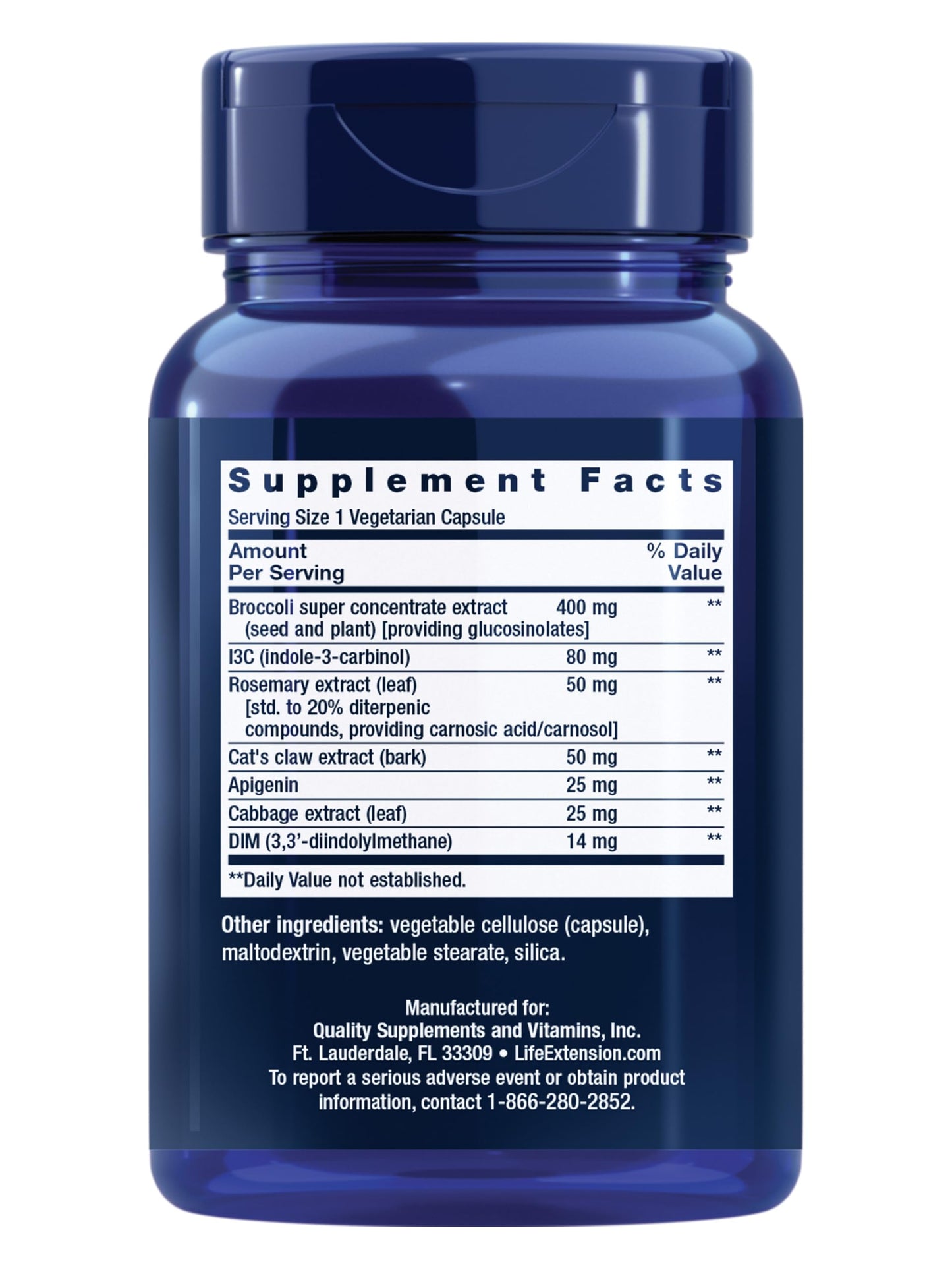 Life Extension Cruciferous Vegetable Extract Blend - I3C, DNA Health & Hormone Support, 60 Capsules