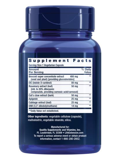 Life Extension Cruciferous Vegetable Extract Blend - I3C, DNA Health & Hormone Support, 60 Capsules