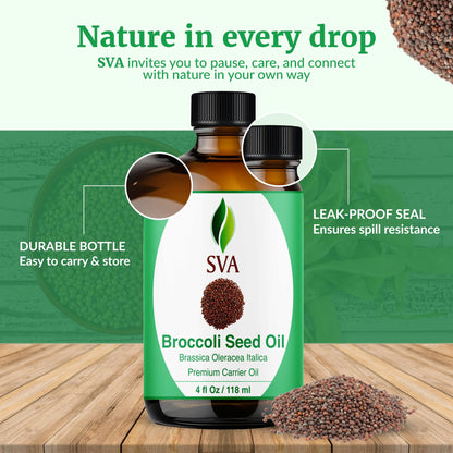 SVA Broccoli Seed Oil 4oz – Cold-Pressed Carrier Oil for Face, Skin & Hair