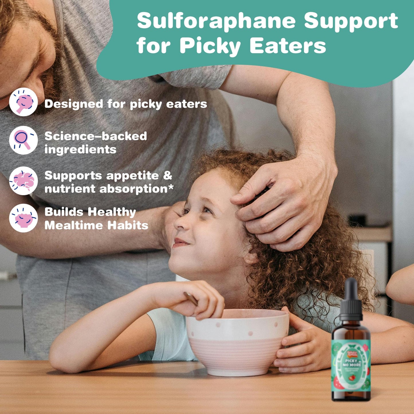 Well&Whole Sulforaphane Kids Liquid – Broccoli Sprout Extract, Appetite Support, 60mL, Vegan & Sugar-Free